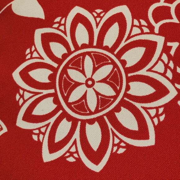 Outdoor Red Floral Pillow 17" x 17" - Picture 4 of 6